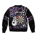 Personalised New Zealand Darts Sleeve Zip Bomber Jacket Ngutukaka Manaia Taniko Luxury Purple - Aussie Hoodie
