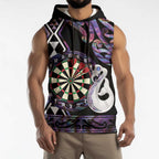 Personalised New Zealand Darts Sleeveless Hoodie Ngutukaka Manaia Taniko Luxury Purple - Aussie Hoodie