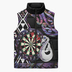 Personalised New Zealand Darts Sleeveless Puffer Jacket Ngutukaka Manaia Taniko Luxury Purple - Aussie Hoodie