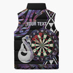 Personalised New Zealand Darts Sleeveless Puffer Jacket Ngutukaka Manaia Taniko Luxury Purple - Aussie Hoodie