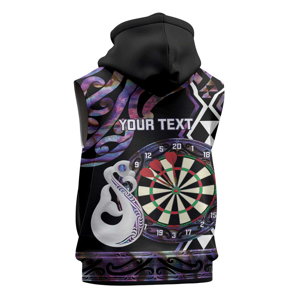Personalised New Zealand Darts Sleeveless Zip Hoodie Ngutukaka Manaia Taniko Luxury Purple - Aussie Hoodie