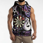 Personalised New Zealand Darts Sleeveless Zip Hoodie Ngutukaka Manaia Taniko Luxury Purple LT14