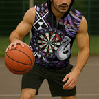 Personalised New Zealand Darts Sleeveless Zip Hoodie Ngutukaka Manaia Taniko Luxury Purple LT14