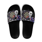 Personalised New Zealand Darts Slide Sandals Ngutukaka Manaia Taniko Luxury Purple - Aussie Hoodie
