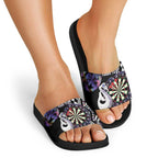 Personalised New Zealand Darts Slide Sandals Ngutukaka Manaia Taniko Luxury Purple - Aussie Hoodie