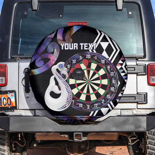 Personalised New Zealand Darts Spare Tire Cover Ngutukaka Manaia Taniko Luxury Purple - Aussie Hoodie