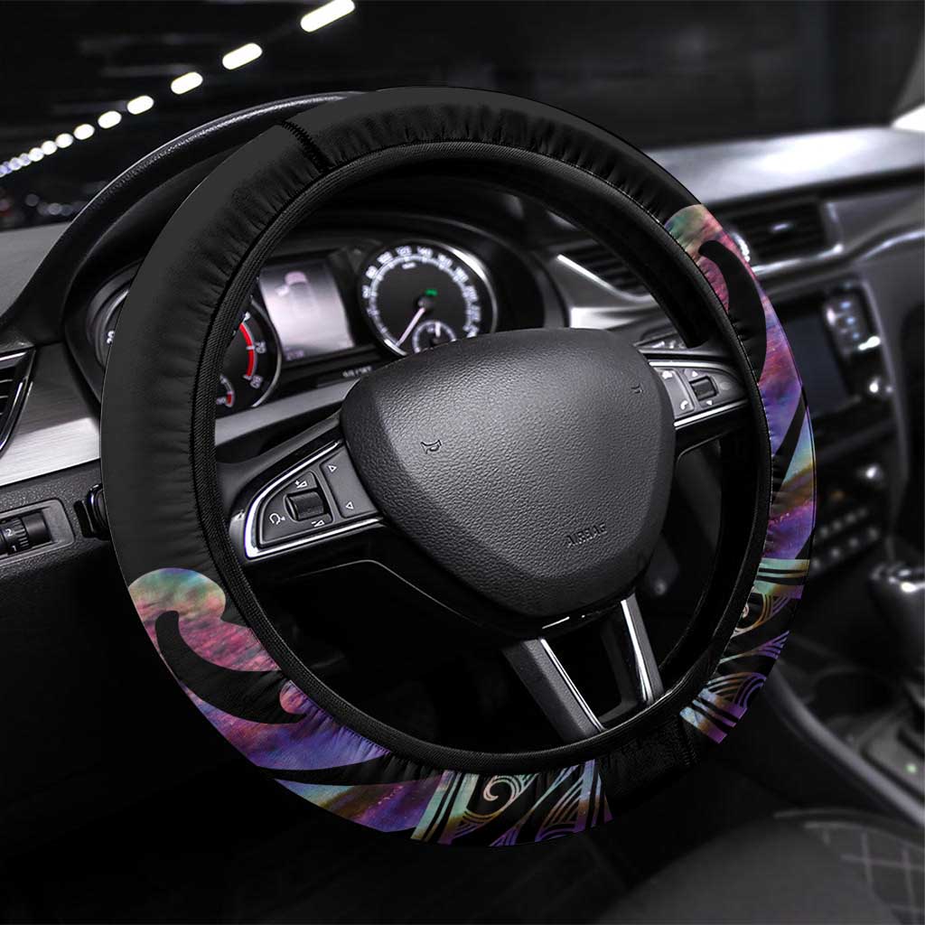 New Zealand Darts Steering Wheel Cover Ngutukaka Manaia Taniko Luxury Purple - Aussie Hoodie
