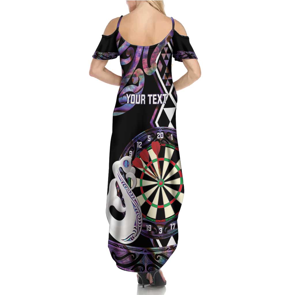 Personalised New Zealand Darts Summer Maxi Dress Ngutukaka Manaia Taniko Luxury Purple - Aussie Hoodie