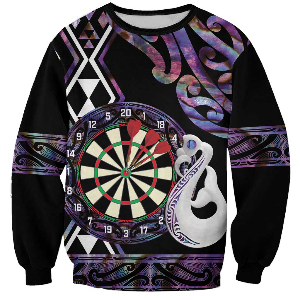 Personalised New Zealand Darts Sweatshirt Ngutukaka Manaia Taniko Luxury Purple - Aussie Hoodie