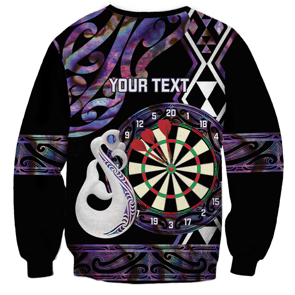 Personalised New Zealand Darts Sweatshirt Ngutukaka Manaia Taniko Luxury Purple - Aussie Hoodie