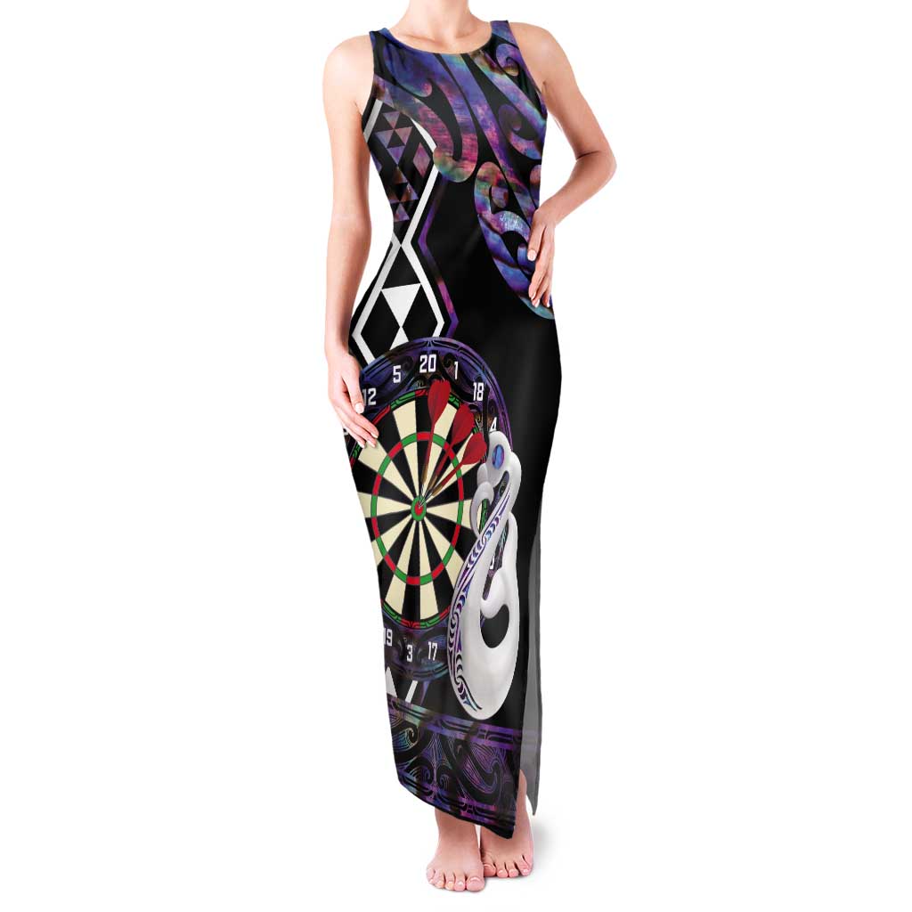 Personalised New Zealand Darts Tank Maxi Dress Ngutukaka Manaia Taniko Luxury Purple - Aussie Hoodie
