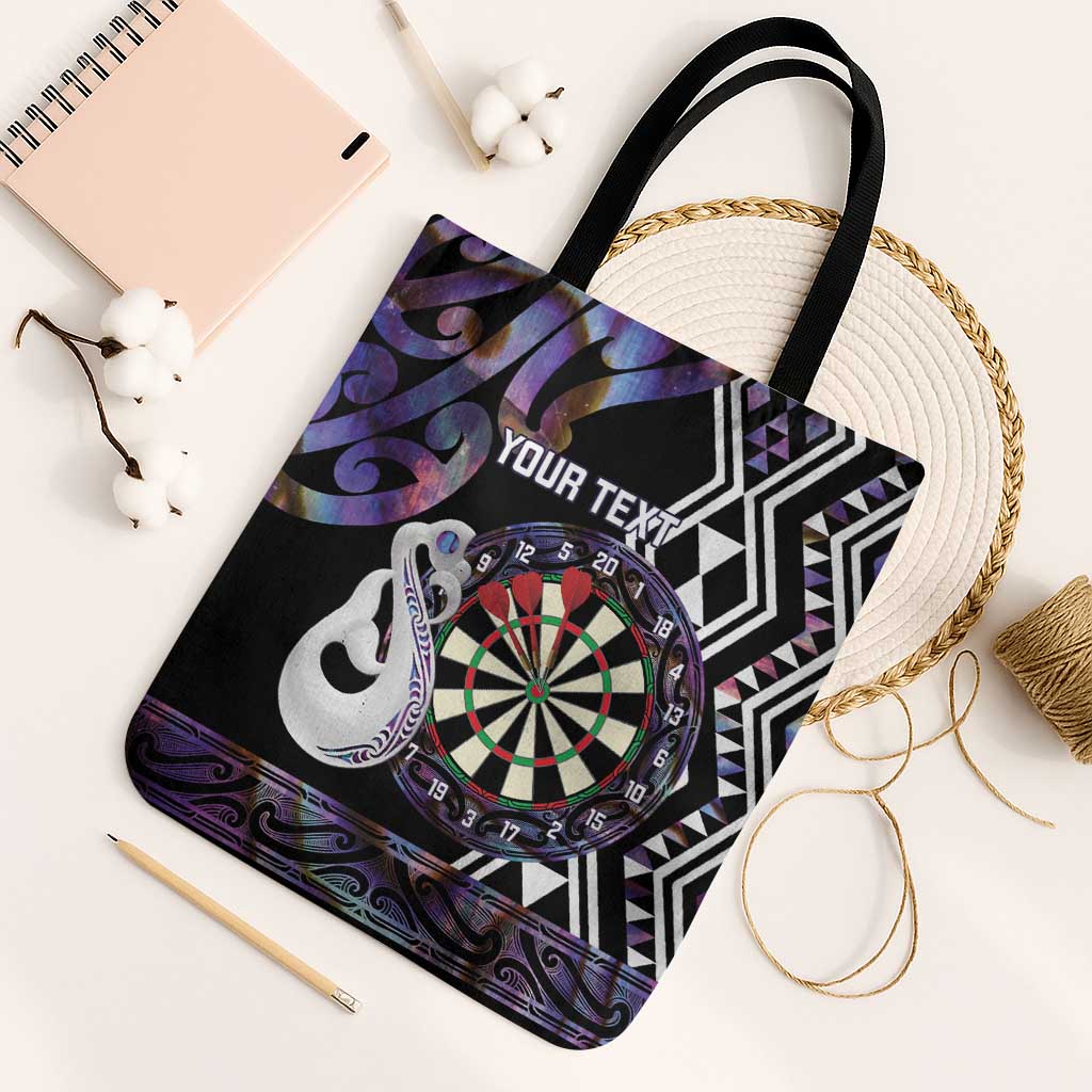 Personalised New Zealand Darts Tote Bag Ngutukaka Manaia Taniko Luxury Purple - Aussie Hoodie