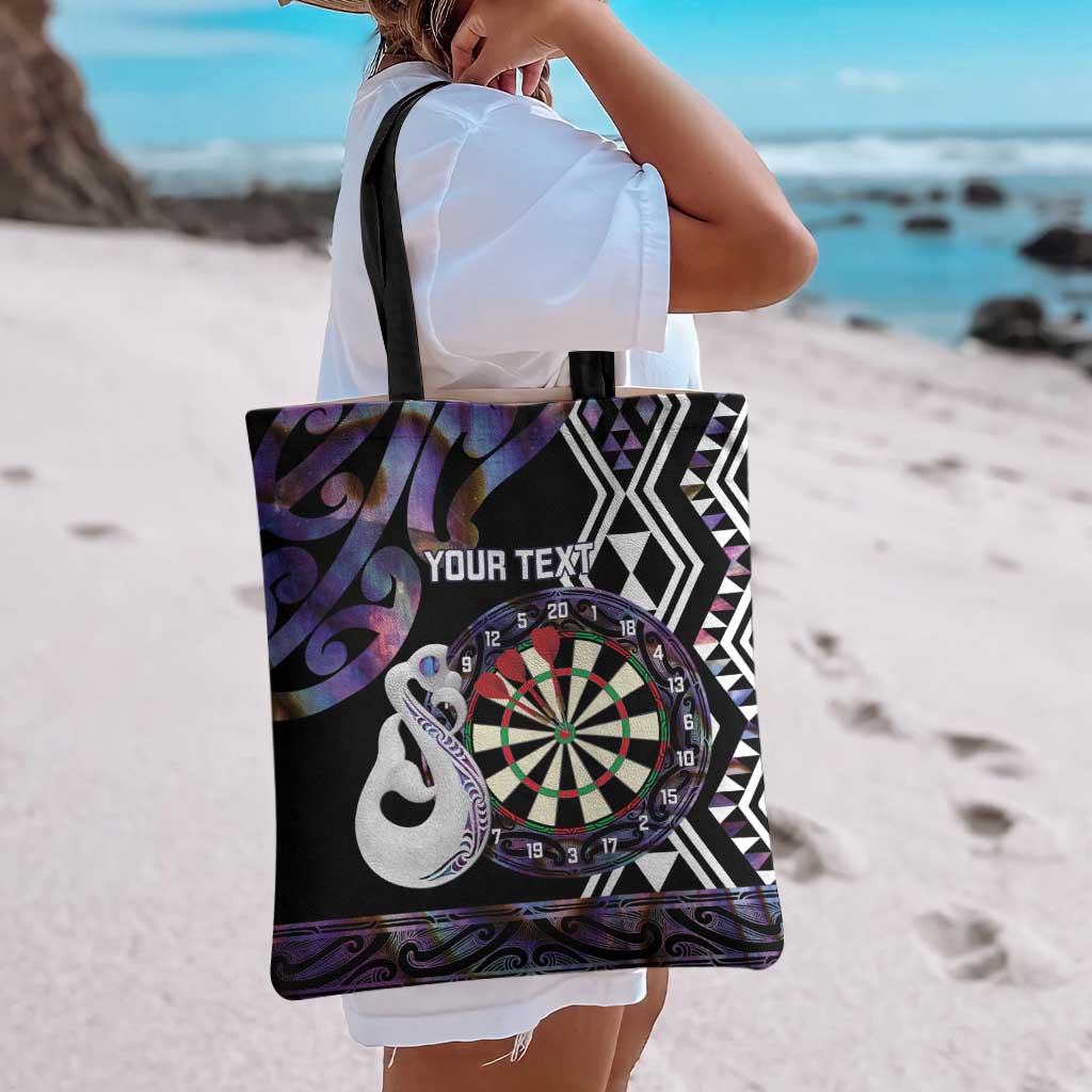 Personalised New Zealand Darts Tote Bag Ngutukaka Manaia Taniko Luxury Purple - Aussie Hoodie