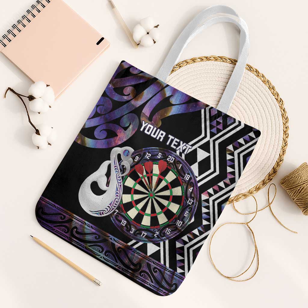Personalised New Zealand Darts Tote Bag Ngutukaka Manaia Taniko Luxury Purple - Aussie Hoodie