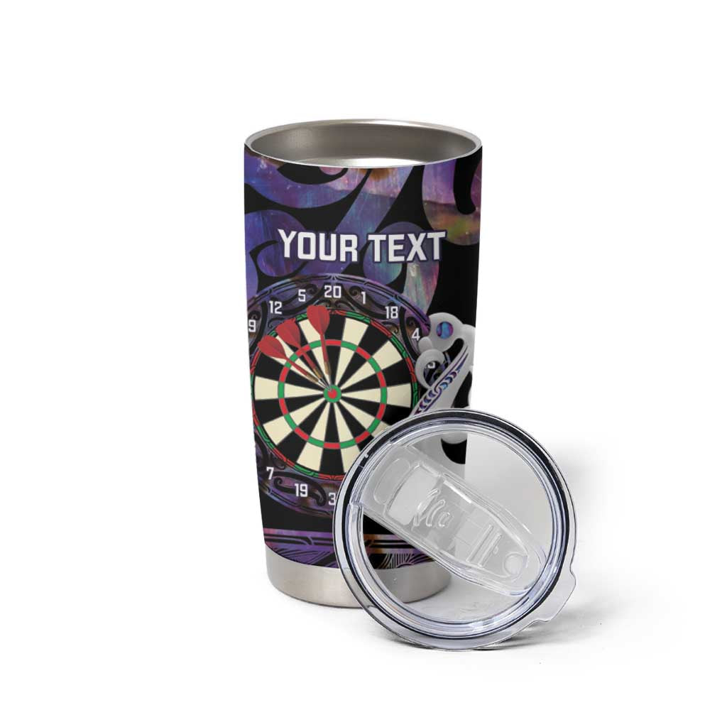 Personalised New Zealand Darts Tumbler Cup Ngutukaka Manaia Taniko Luxury Purple - Aussie Hoodie
