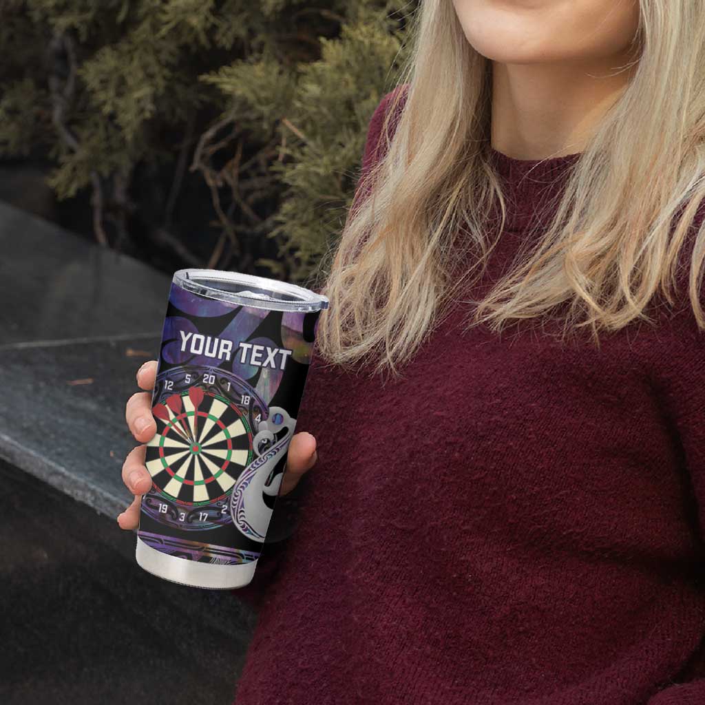 Personalised New Zealand Darts Tumbler Cup Ngutukaka Manaia Taniko Luxury Purple - Aussie Hoodie