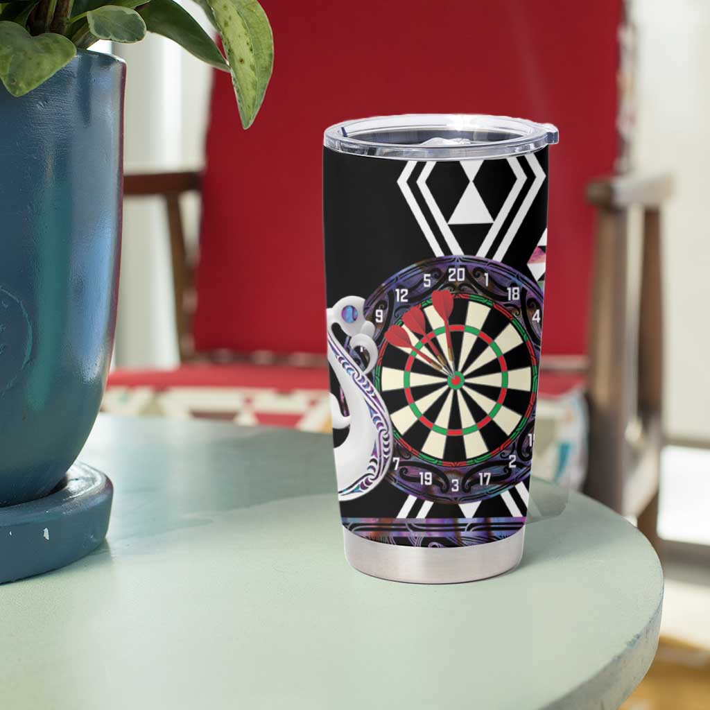 Personalised New Zealand Darts Tumbler Cup Ngutukaka Manaia Taniko Luxury Purple - Aussie Hoodie