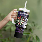 Personalised New Zealand Darts Tumbler With Handle Ngutukaka Manaia Taniko Luxury Purple - Aussie Hoodie