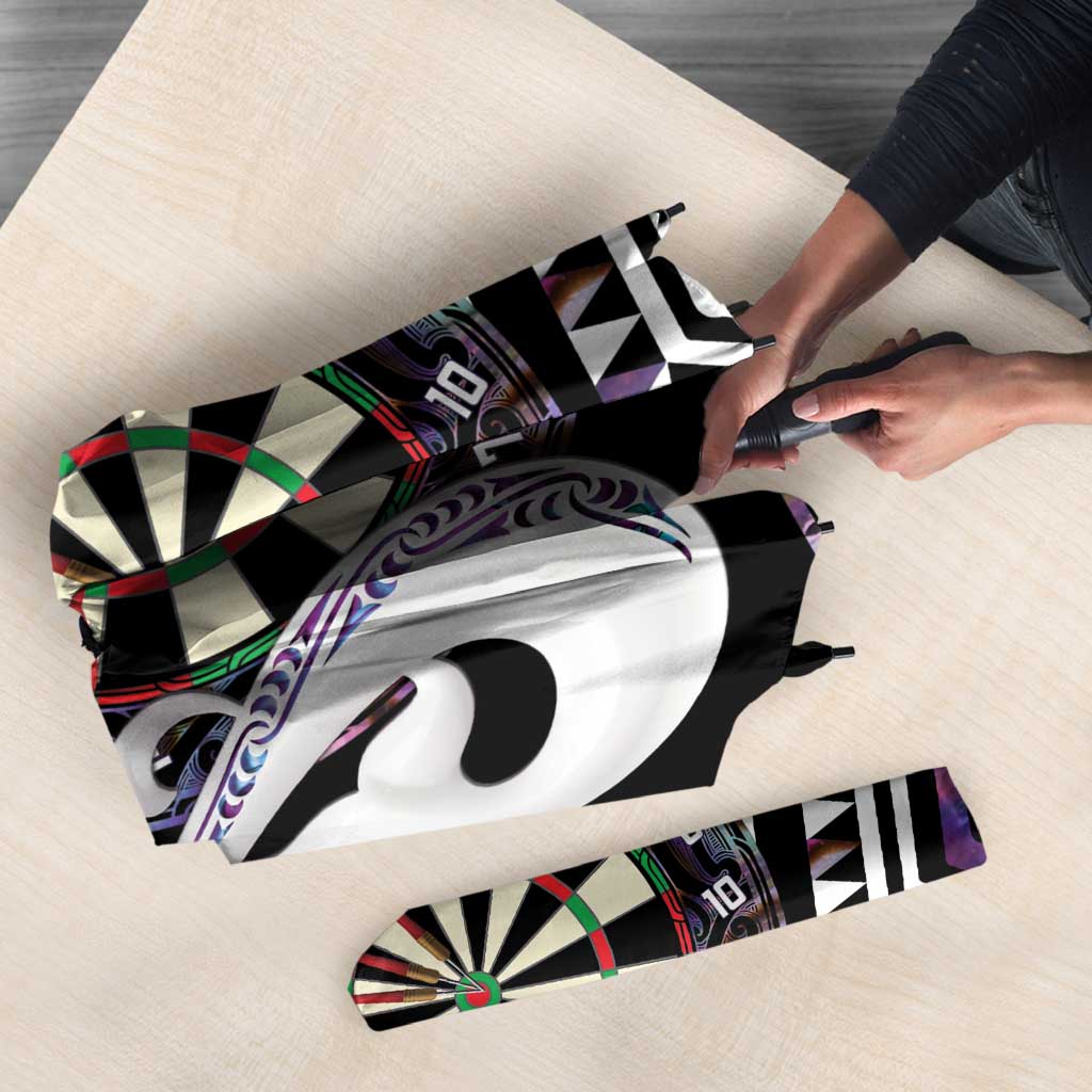 Personalised New Zealand Darts Umbrella Ngutukaka Manaia Taniko Luxury Purple - Aussie Hoodie