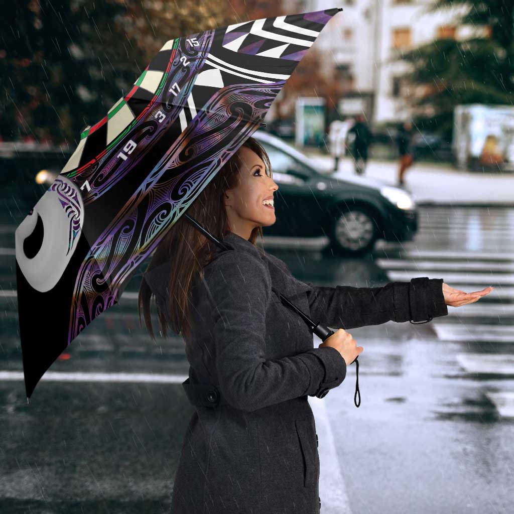 Personalised New Zealand Darts Umbrella Ngutukaka Manaia Taniko Luxury Purple - Aussie Hoodie