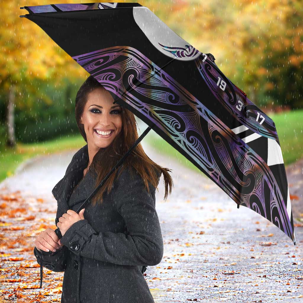 Personalised New Zealand Darts Umbrella Ngutukaka Manaia Taniko Luxury Purple - Aussie Hoodie