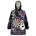 Personalised New Zealand Darts Wearable Blanket Hoodie Ngutukaka Manaia Taniko Luxury Purple - Aussie Hoodie
