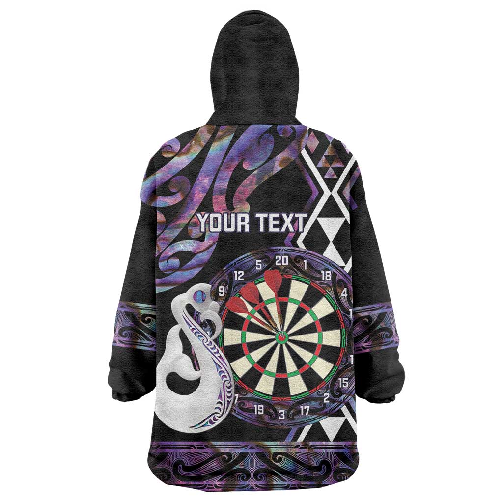 Personalised New Zealand Darts Wearable Blanket Hoodie Ngutukaka Manaia Taniko Luxury Purple - Aussie Hoodie