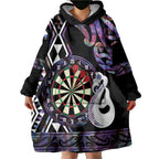 Personalised New Zealand Darts Wearable Blanket Hoodie Ngutukaka Manaia Taniko Luxury Purple - Aussie Hoodie