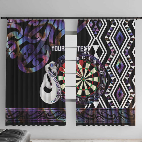 Personalised New Zealand Darts Window Curtain Ngutukaka Manaia Taniko Luxury Purple - Aussie Hoodie