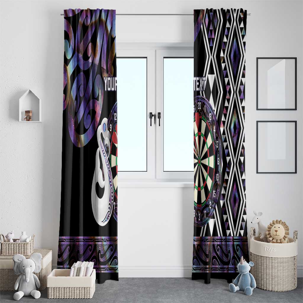 Personalised New Zealand Darts Window Curtain Ngutukaka Manaia Taniko Luxury Purple - Aussie Hoodie