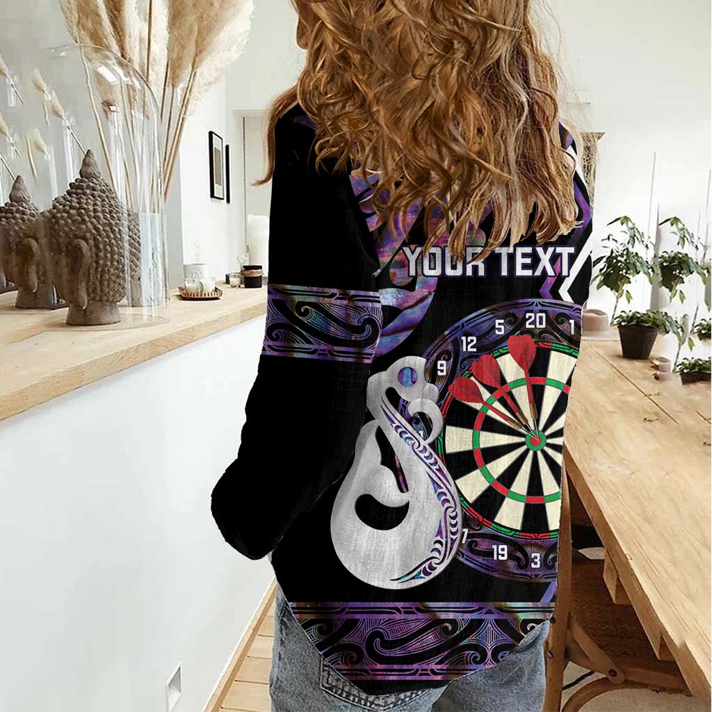 Personalised New Zealand Darts Women Casual Shirt Ngutukaka Manaia Taniko Luxury Purple - Aussie Hoodie