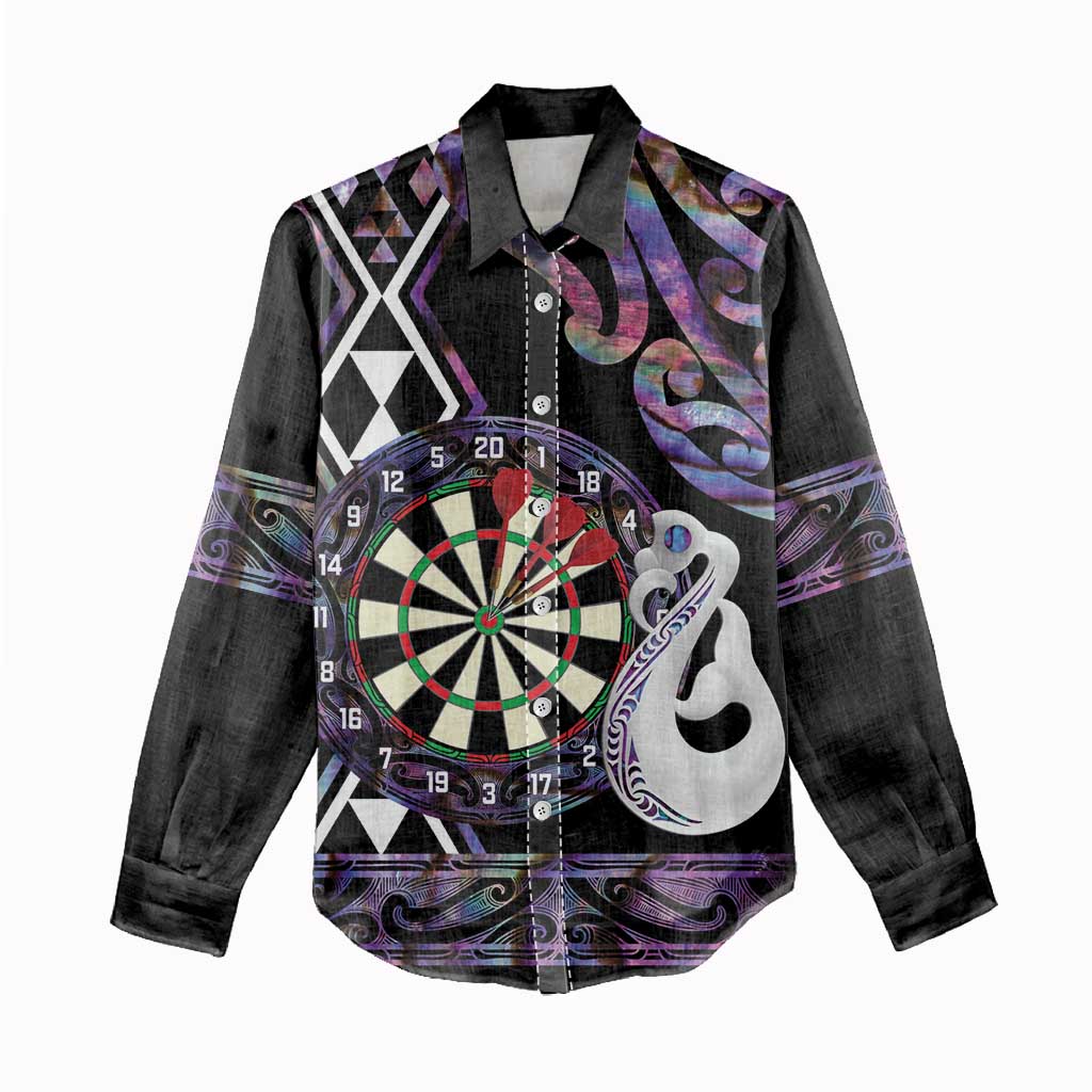 Personalised New Zealand Darts Women Casual Shirt Ngutukaka Manaia Taniko Luxury Purple - Aussie Hoodie