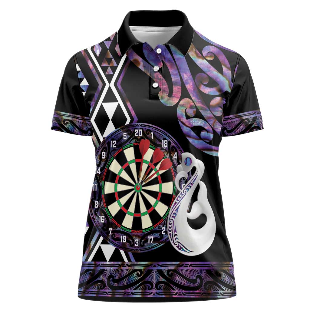 Personalised New Zealand Darts Women Polo Shirt Ngutukaka Manaia Taniko Luxury Purple - Aussie Hoodie
