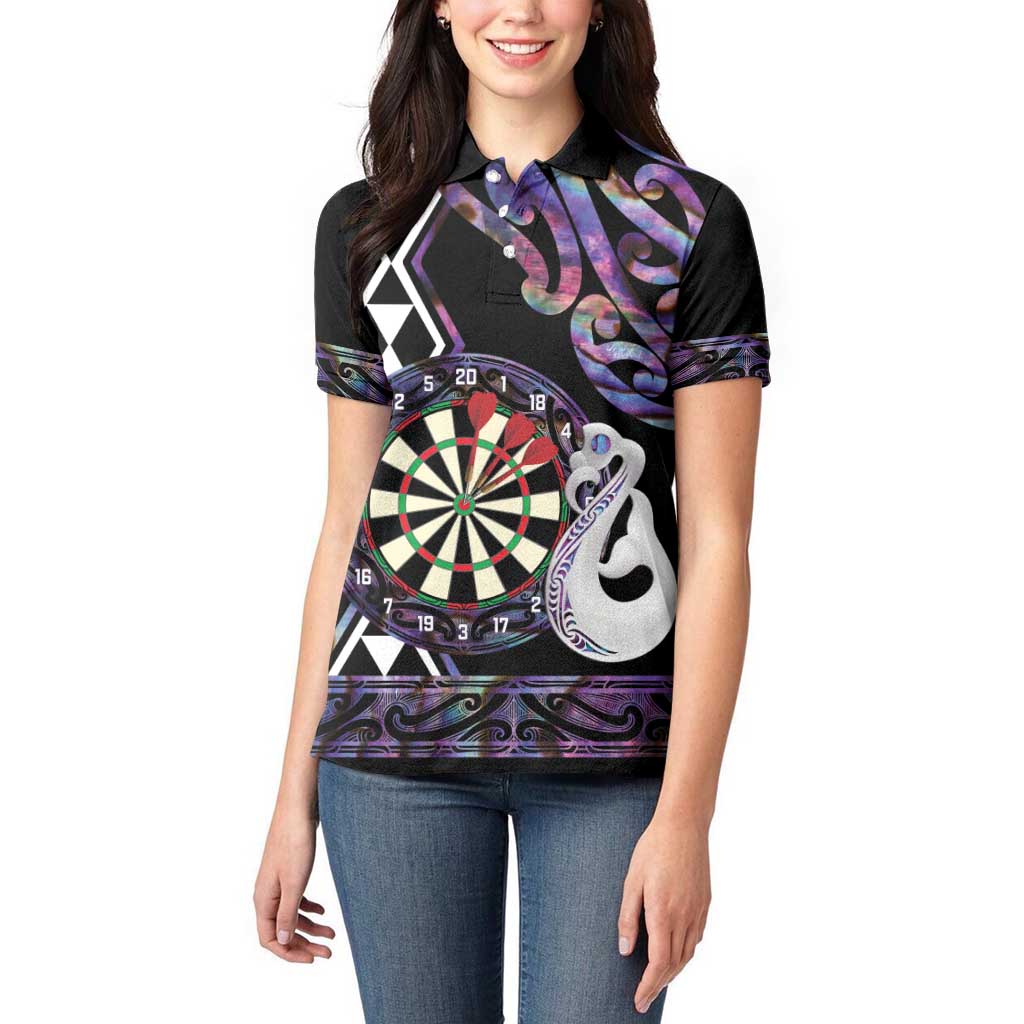 Personalised New Zealand Darts Women Polo Shirt Ngutukaka Manaia Taniko Luxury Purple - Aussie Hoodie