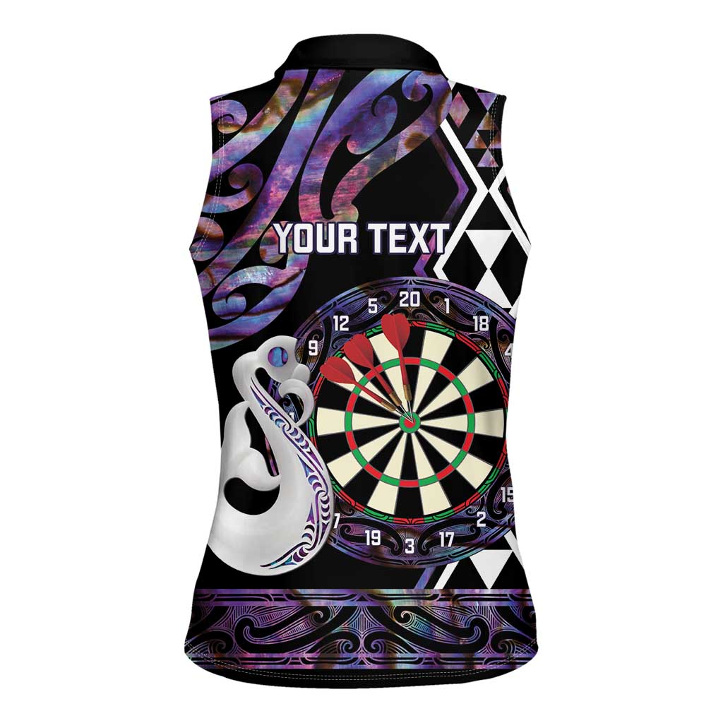 Personalised New Zealand Darts Women Sleeveless Polo Shirt Ngutukaka Manaia Taniko Luxury Purple - Aussie Hoodie