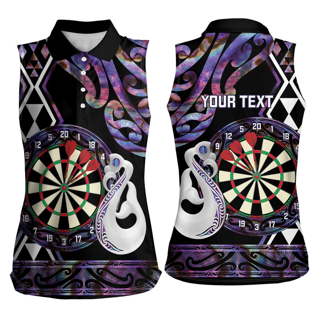 Personalised New Zealand Darts Women Sleeveless Polo Shirt Ngutukaka Manaia Taniko Luxury Purple - Aussie Hoodie