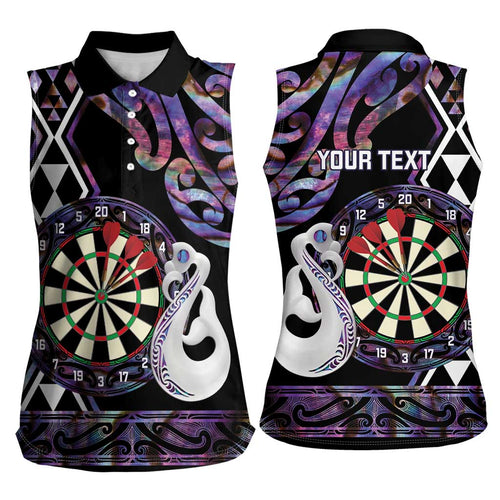 Personalised New Zealand Darts Women Sleeveless Polo Shirt Ngutukaka Manaia Taniko Luxury Purple - Aussie Hoodie