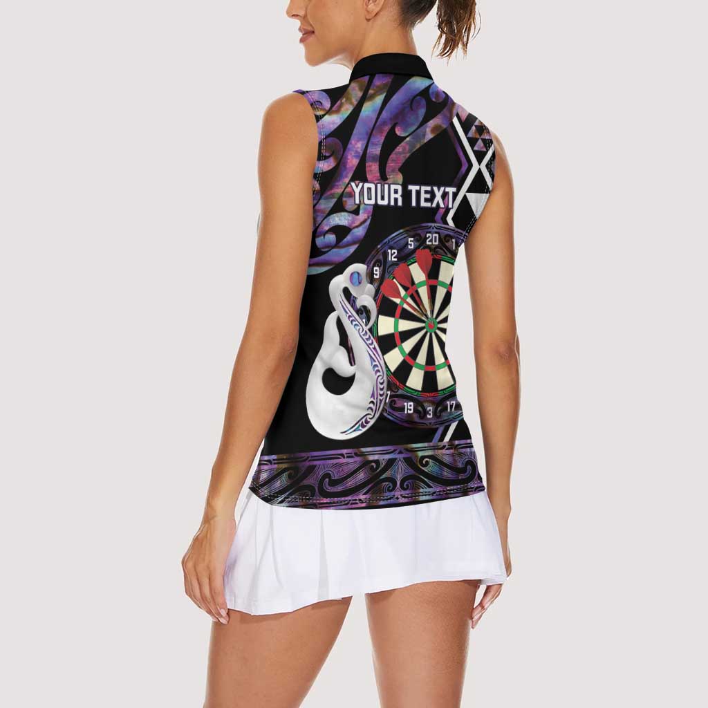 Personalised New Zealand Darts Women Sleeveless Polo Shirt Ngutukaka Manaia Taniko Luxury Purple - Aussie Hoodie