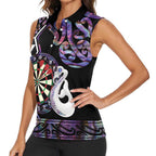 Personalised New Zealand Darts Women Sleeveless Polo Shirt Ngutukaka Manaia Taniko Luxury Purple - Aussie Hoodie