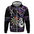 Personalised New Zealand Darts Zip Hoodie Ngutukaka Manaia Taniko Luxury Purple - Aussie Hoodie