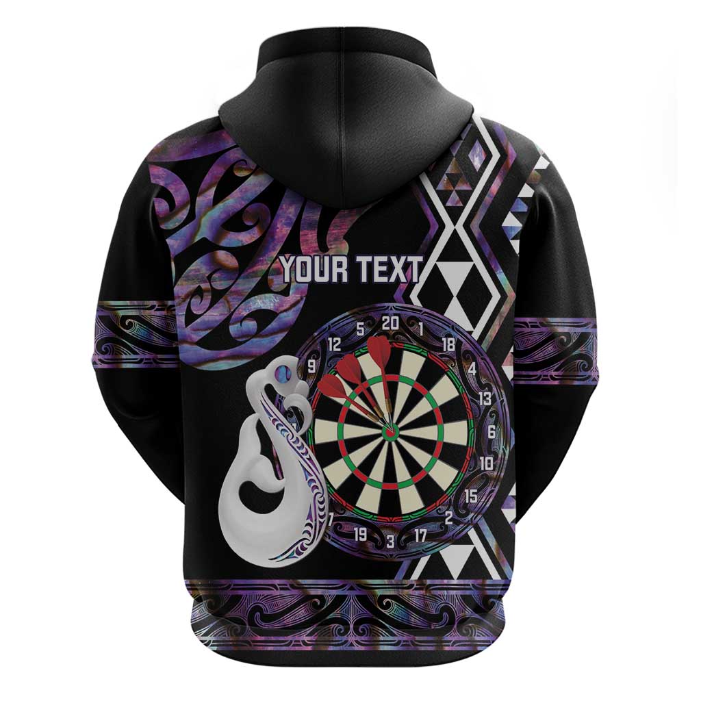 Personalised New Zealand Darts Zip Hoodie Ngutukaka Manaia Taniko Luxury Purple - Aussie Hoodie