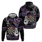 Personalised New Zealand Darts Zip Hoodie Ngutukaka Manaia Taniko Luxury Purple - Aussie Hoodie