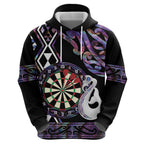 Personalised New Zealand Darts Zip Hoodie Ngutukaka Manaia Taniko Luxury Purple - Aussie Hoodie