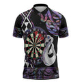 Personalised New Zealand Darts Zipper Polo Shirt Ngutukaka Manaia Taniko Luxury Purple - Aussie Hoodie