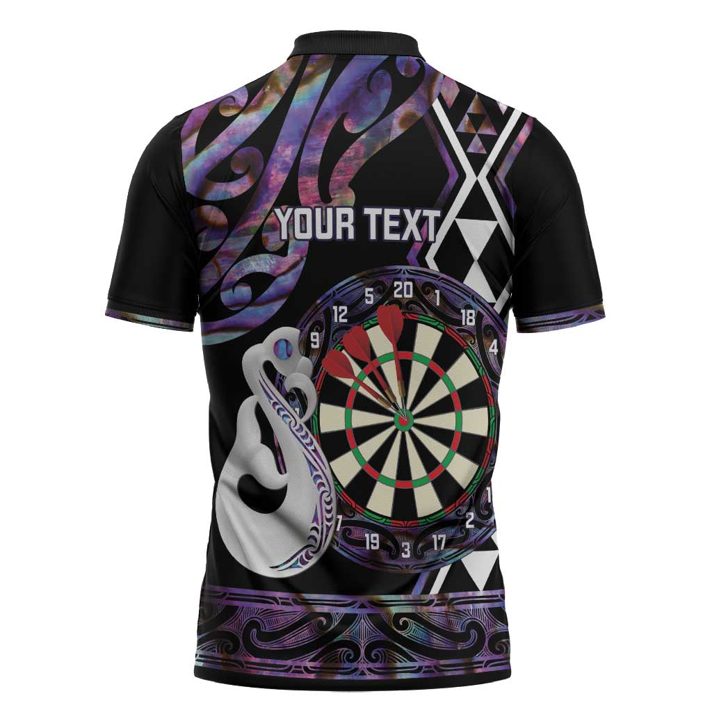 Personalised New Zealand Darts Zipper Polo Shirt Ngutukaka Manaia Taniko Luxury Purple - Aussie Hoodie