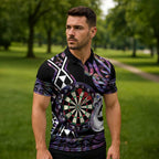 Personalised New Zealand Darts Zipper Polo Shirt Ngutukaka Manaia Taniko Luxury Purple - Aussie Hoodie