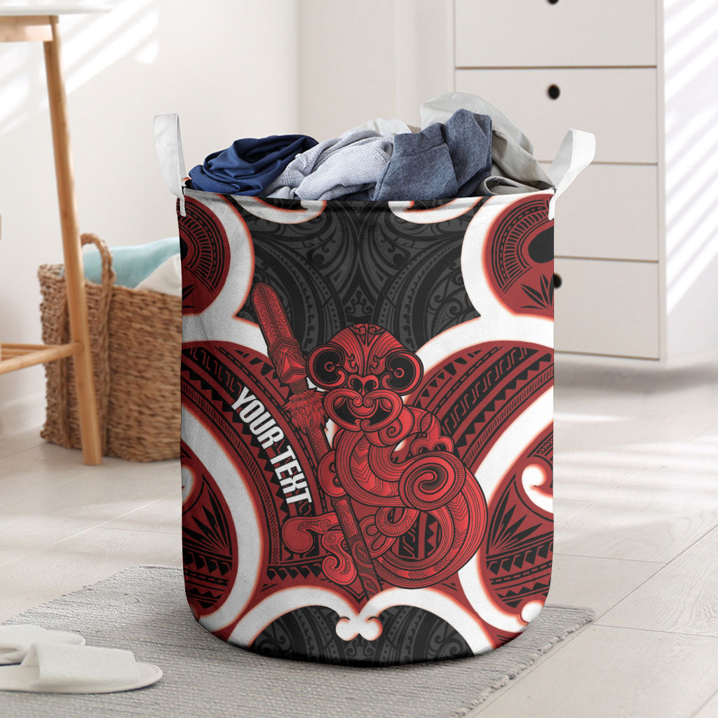 Whero Aotearoa Atua Tumatauenga Personalised Laundry Basket Maori God Of War Tiki With Taiaha