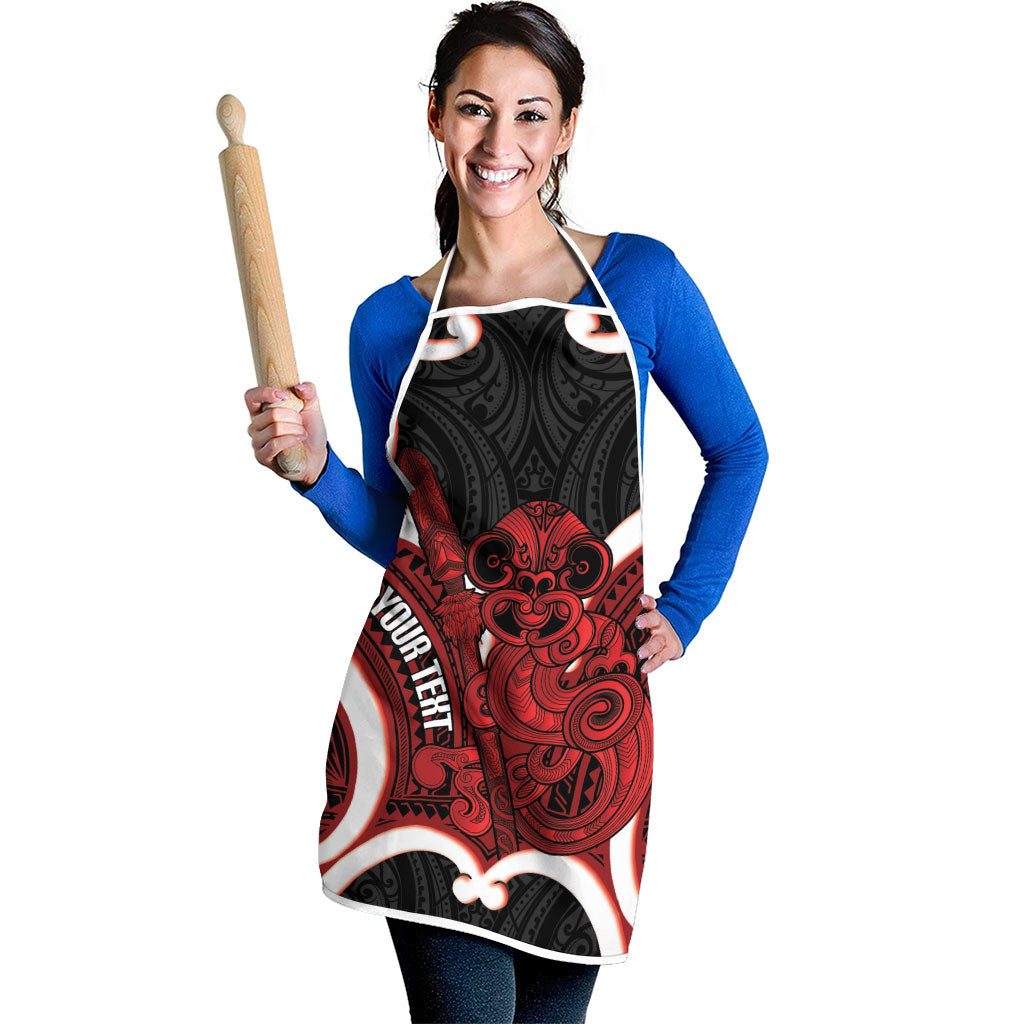 Whero Aotearoa Atua Tumatauenga Personalised Apron Maori God Of War Tiki With Taiaha