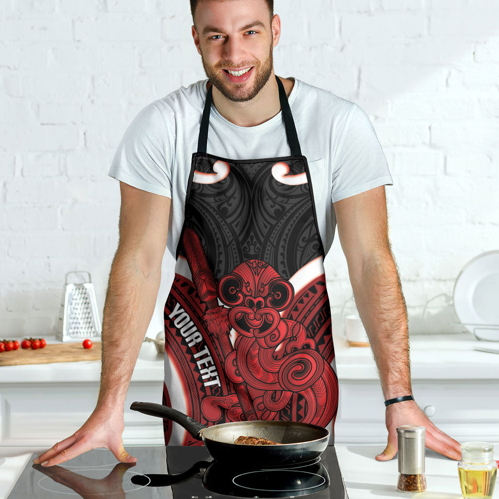 Whero Aotearoa Atua Tumatauenga Personalised Apron Maori God Of War Tiki With Taiaha
