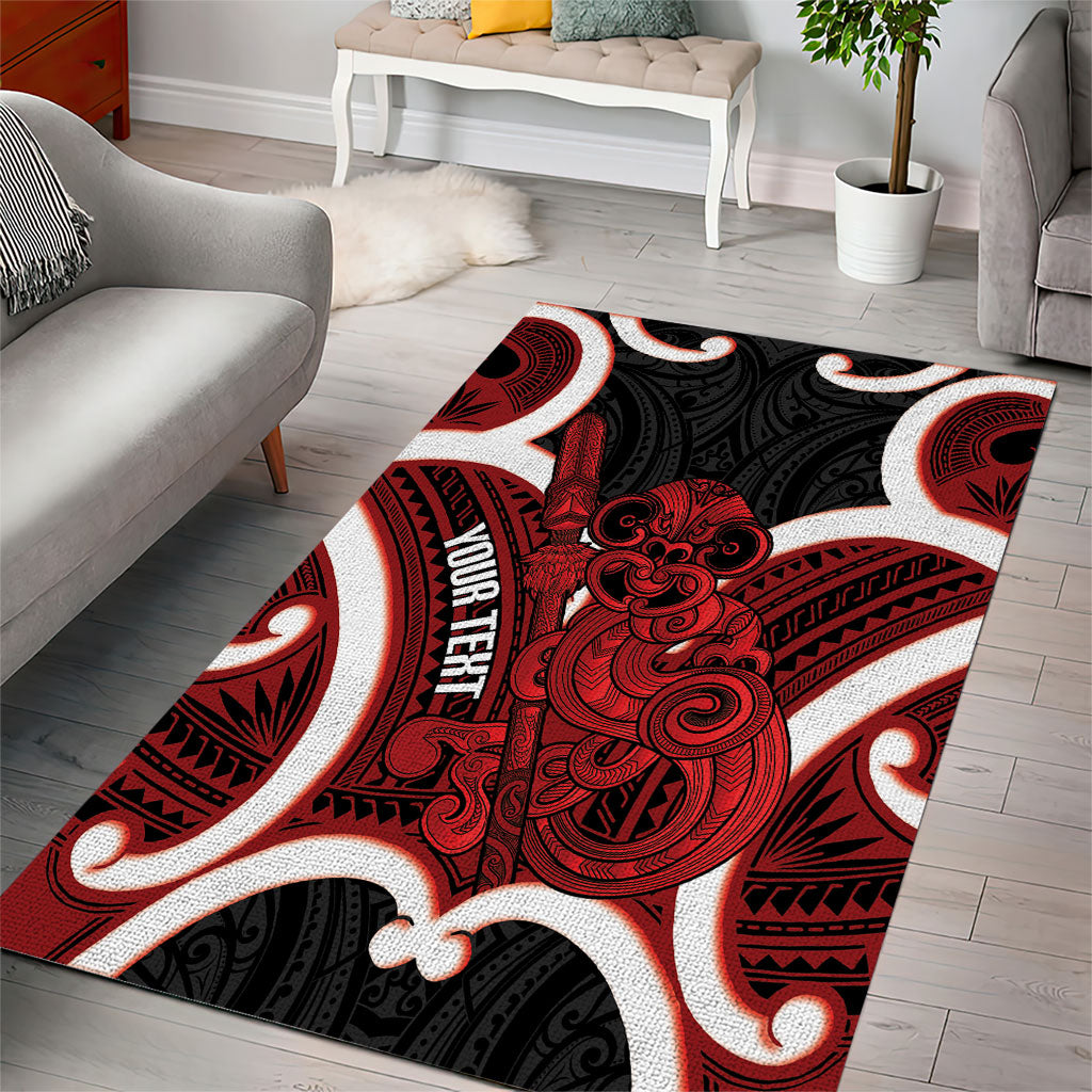 Whero Aotearoa Atua Tumatauenga Personalised Area Rug Maori God Of War Tiki With Taiaha